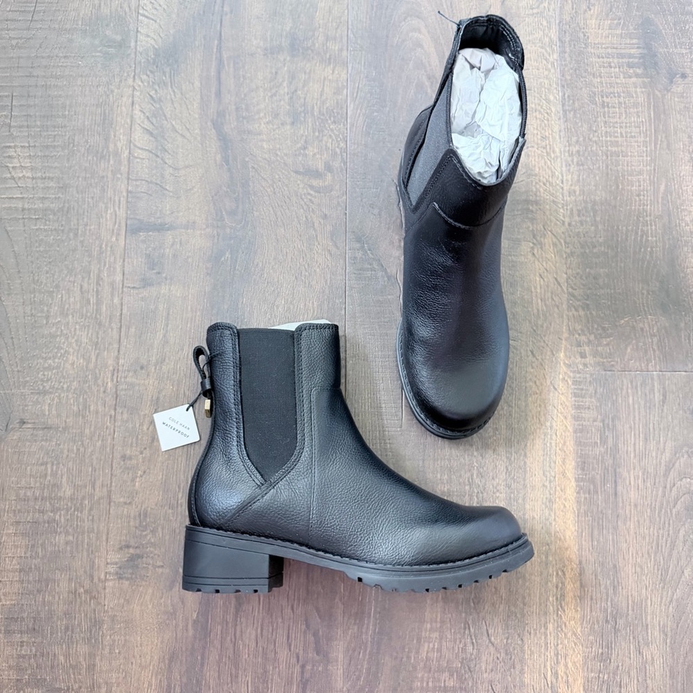 NWT Cole Haan Waterproof Camea Leather Chelsea Boot | Black | Size: 7 - Picture 7 of 13